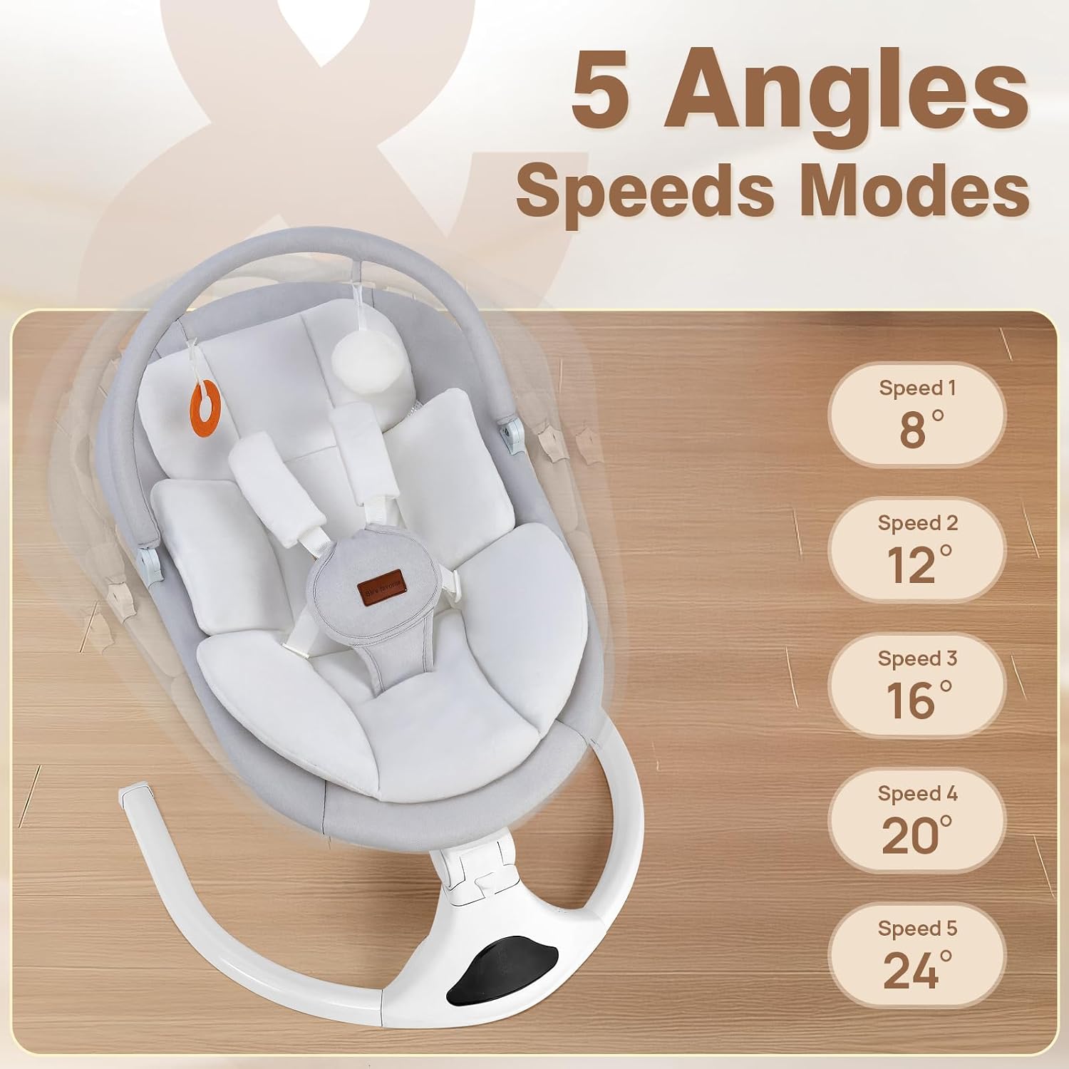 Baby Swings, Infant Swing with Remote Control, 5 Speed Adjustable, Machine Washable Seat... image