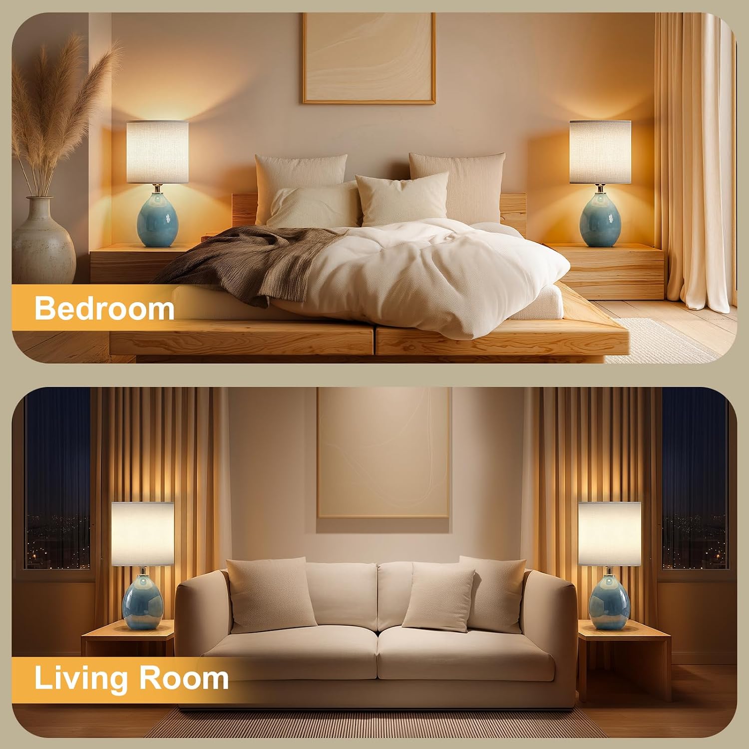 Dawnwake 18.5" Table Lamp Set of 2 for Living Room Bedroom, Bedside Lamps for Night Stands... image