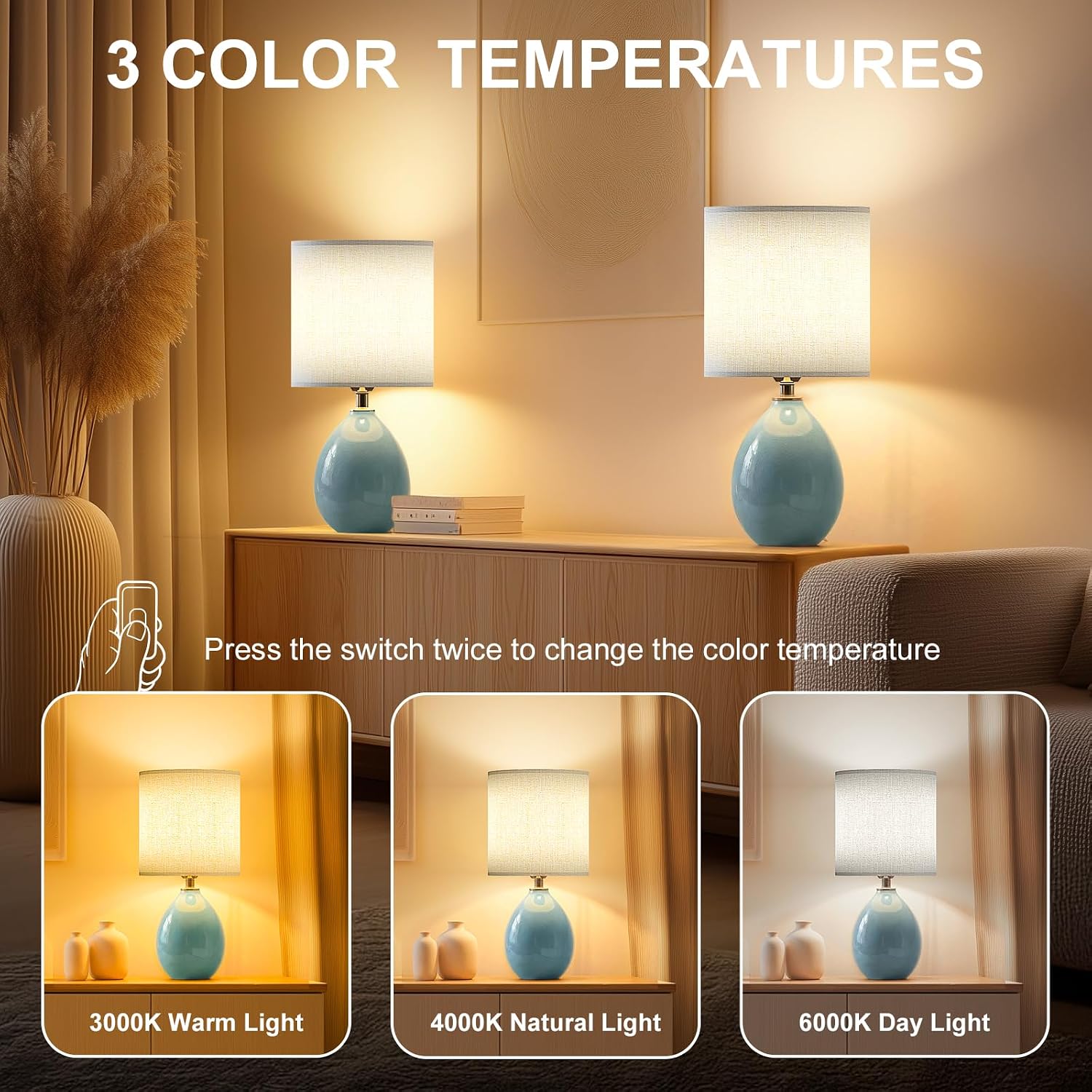 Dawnwake 18.5" Table Lamp Set of 2 for Living Room Bedroom, Bedside Lamps for Night Stands... image