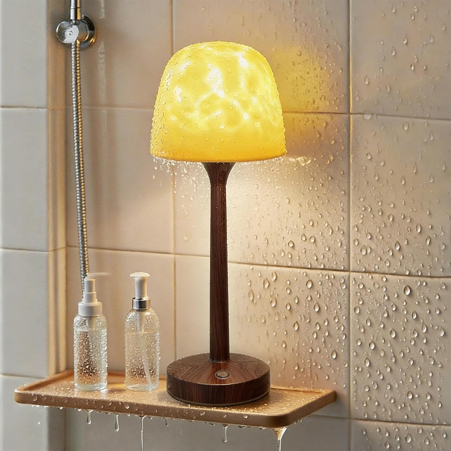 Shower Lamp - Waterproof Bathroom Lamp with 16 Color Ocean Wave Projector, Cordless Light...