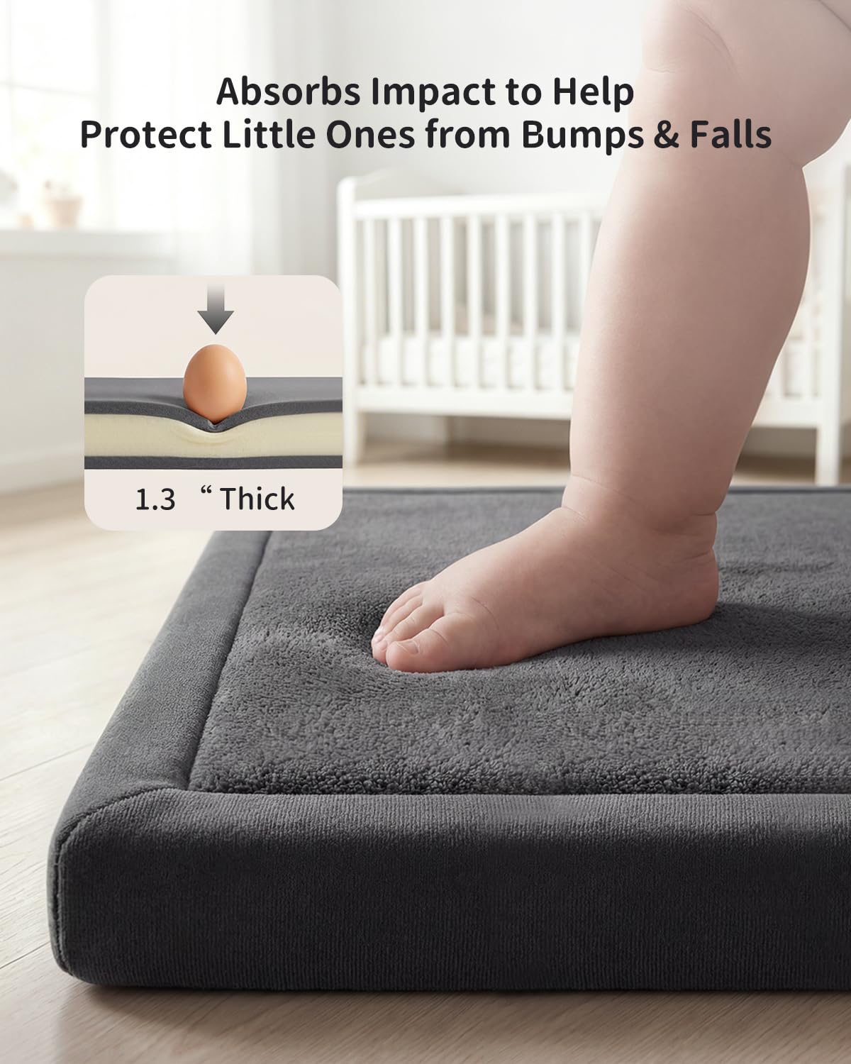 Goyuu Soft Baby Play Mat for Floor, 50x50 Playpen Mat Elasti-Foam Padded 1.3" Thick Crawling...
