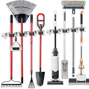 IMILLET 2 Broom Holder Wall Mounted, Stainless Steel Broom Mop Holder Self Adhesive Heavy...