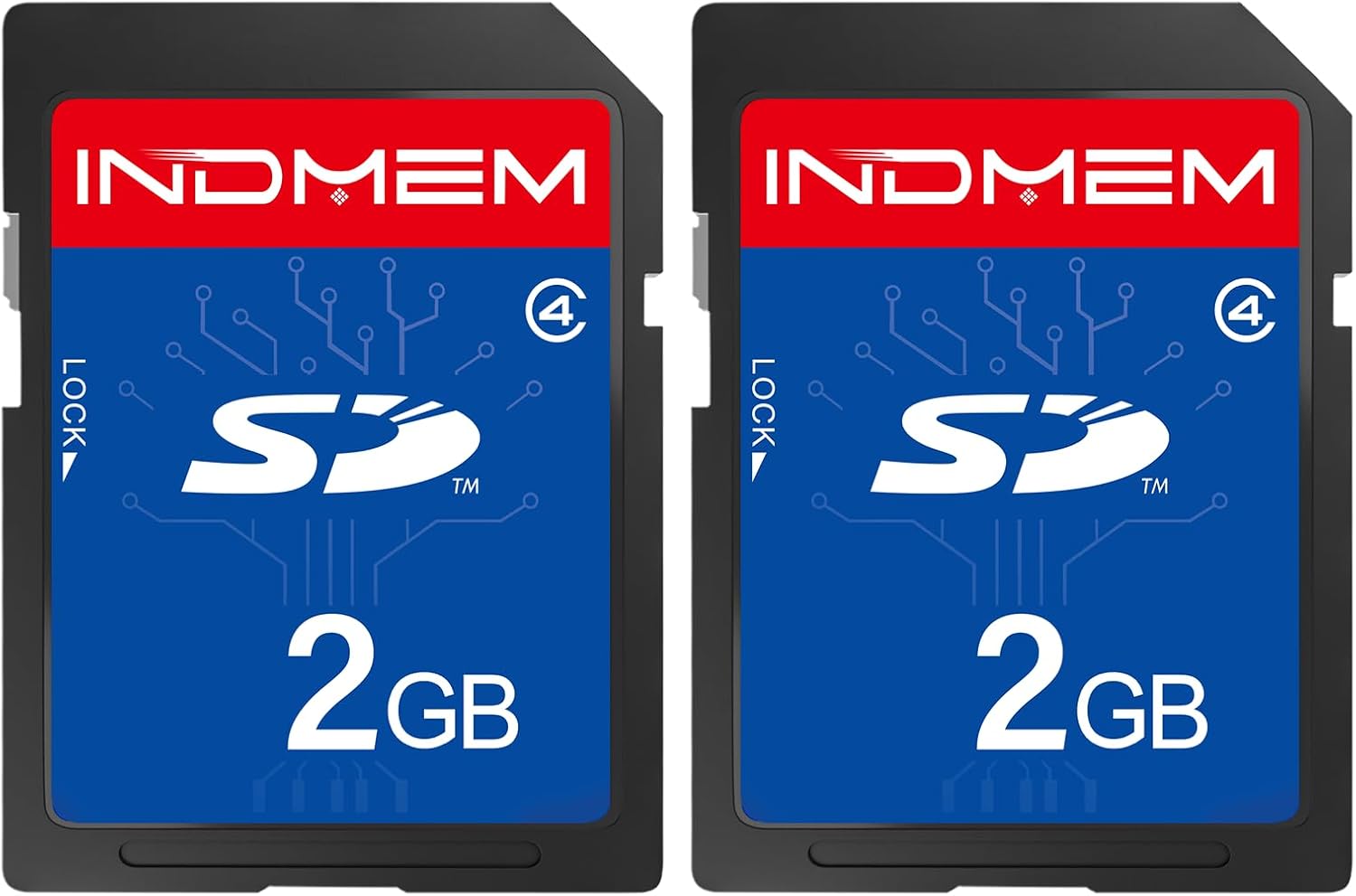 INDMEM 2 Pack SD Card 2GB Class 4 Flash Memory Card 2G SLC Stanard Secure Digital Cards (2PC)