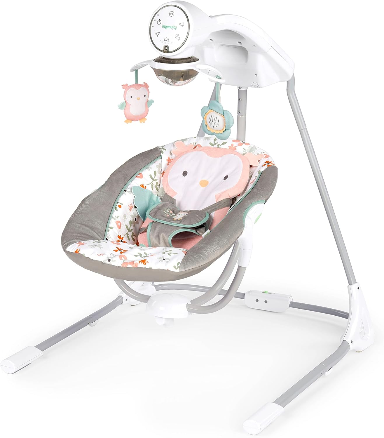 Ingenuity InLighten 5-Speed Baby Swing - Swivel Infant Seat, 5 Point Safety Harness, Nature...