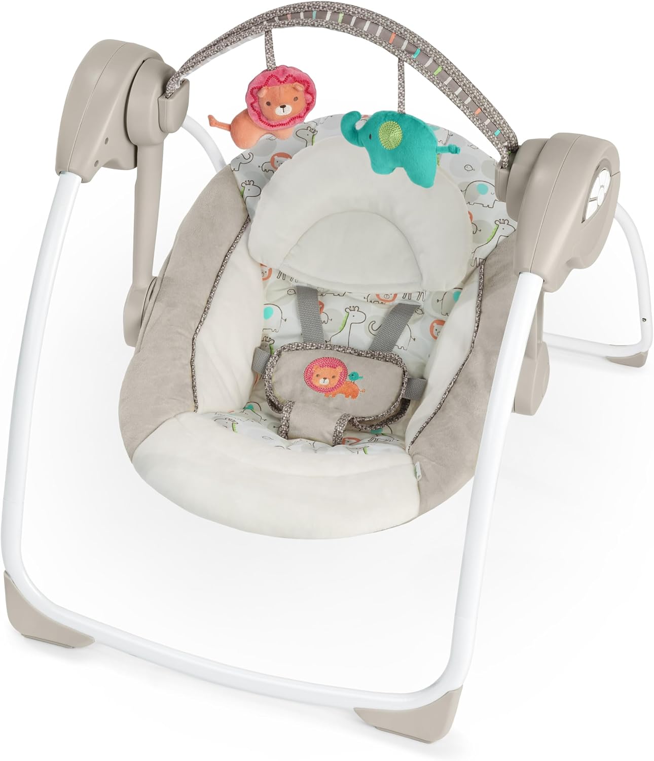 Ingenuity Soothe 'n Delight Compact Portable 6-Speed Plush Baby Swing with Music, Folds...