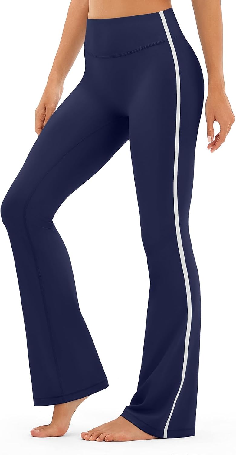 INNO MINT Flare Workout Leggings for Women Side Stripes - High Waisted Seamless Track Pants...