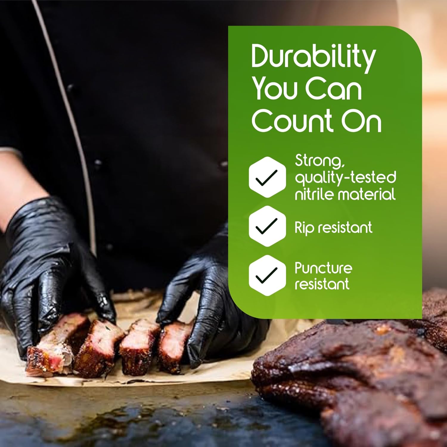 Inspire Black Nitrile Gloves HEAVY DUTY 6 Mil Nitrile Chemical Resistant Medical Cooking... image