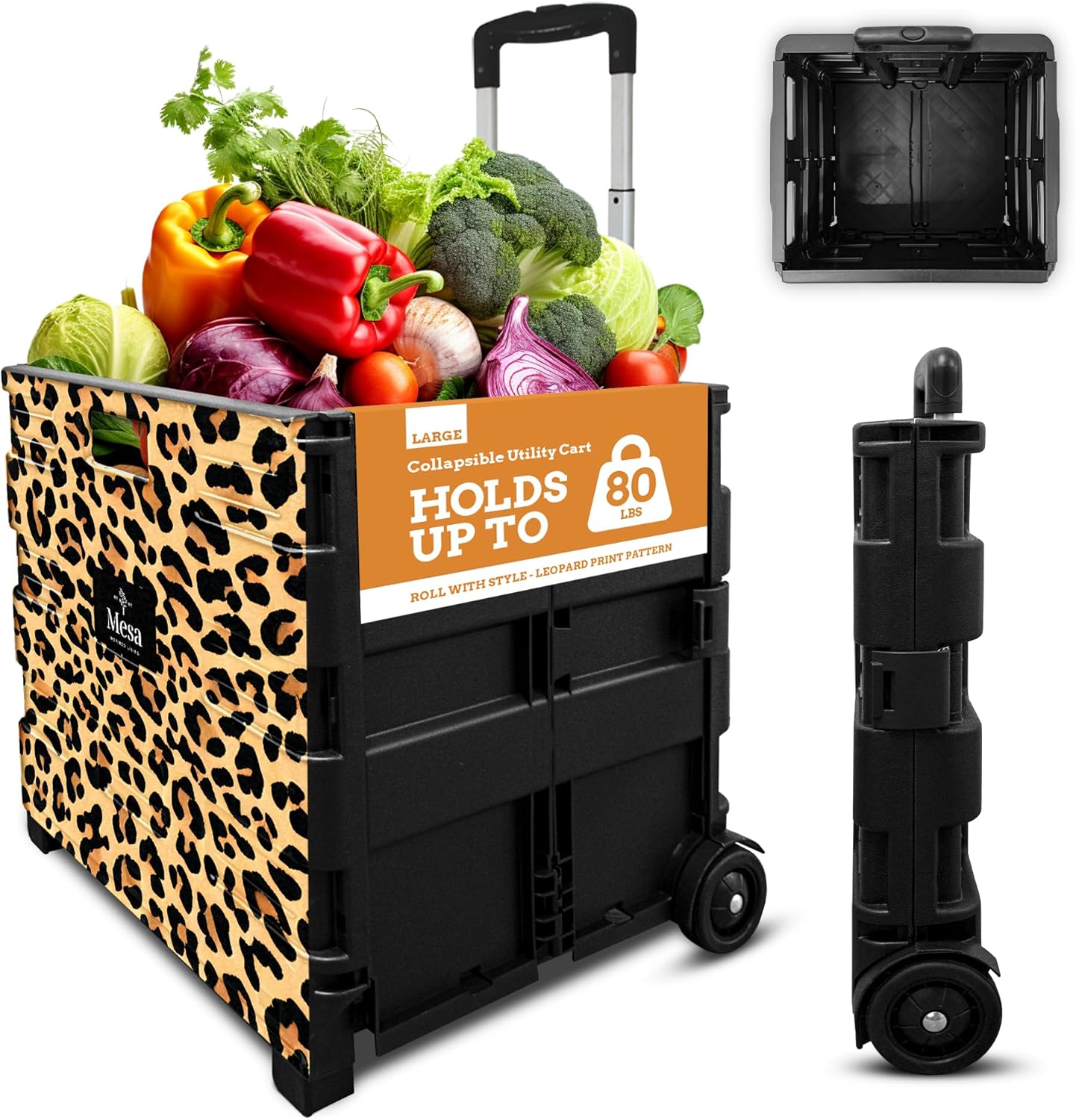 Inspired Living Ultra-Slim Rolling Collapsible Storage Pack-N-Roll Utility-carts, with...