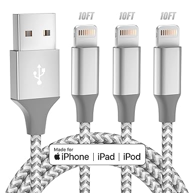 iPhone Charger 3pack 10FT Apple MFi Certified Long Lightning Cable Fast Charging High Speed... image