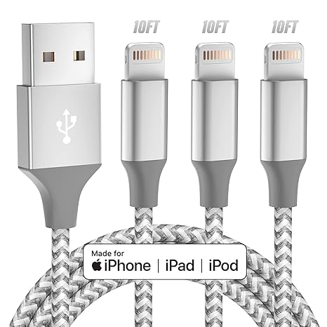 iPhone Charger 3pack 10FT Apple MFi Certified Long Lightning Cable Fast Charging High Speed...