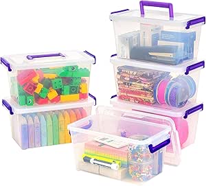 IRIS USA 5 Qt. Plastic Craft Storage Container Bins with Lids, 6 Pack, Small Art & Office...