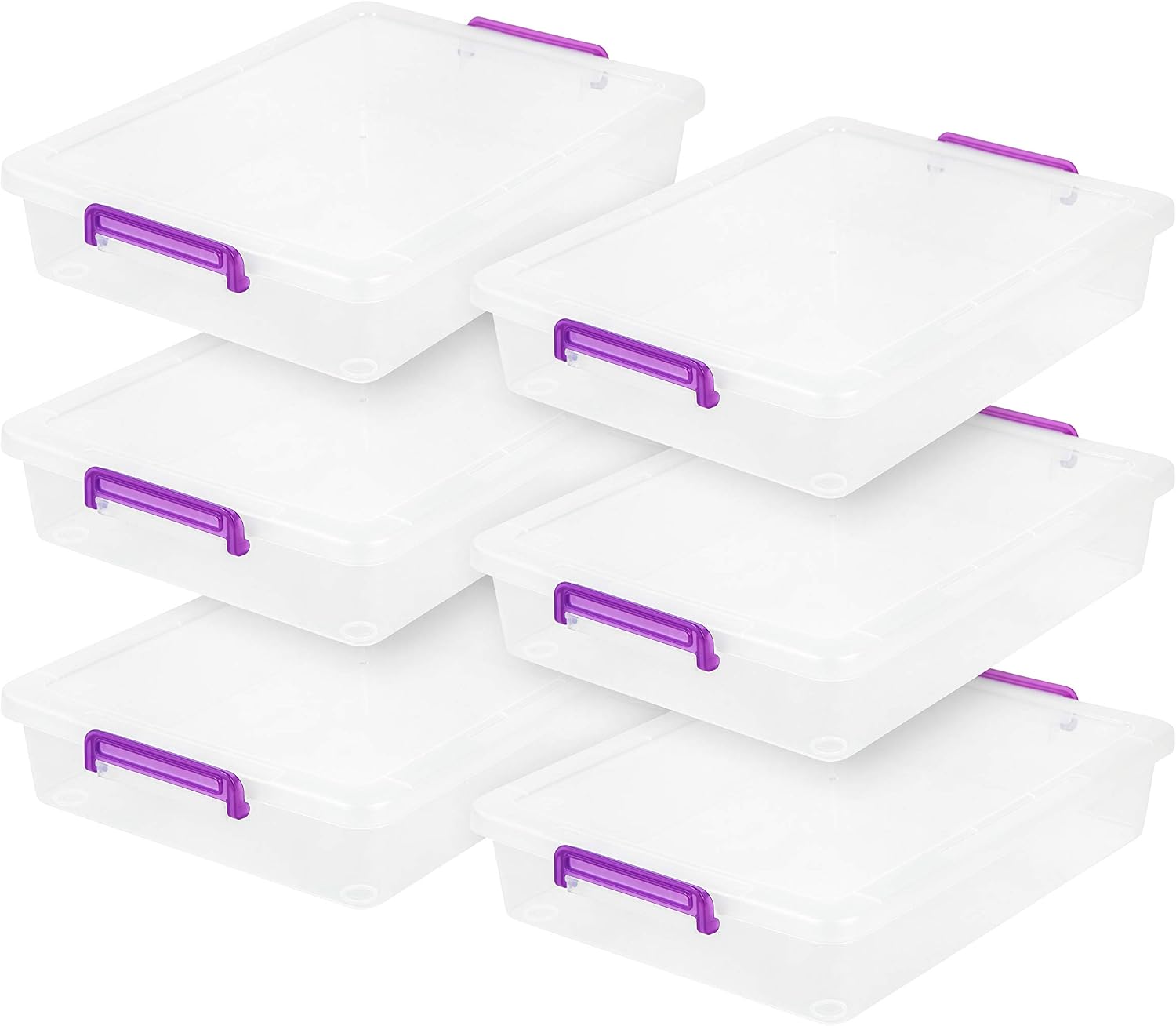IRIS USA 6 Qt. Plastic Craft Storage Container Bins with Lids, 6 Pack, Small Art & Office...
