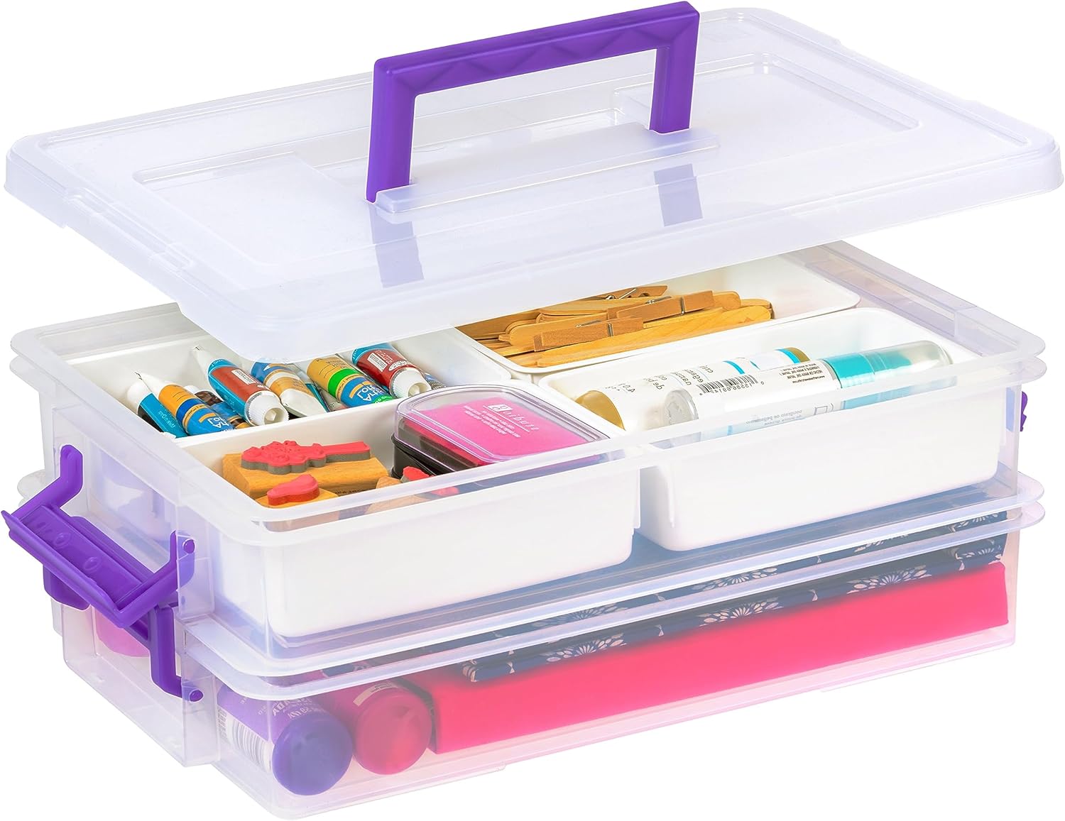 IRIS USA 9 Qt. Plastic Craft Storage Container Bins with Lids, 1 Pack, Small Art & Office...
