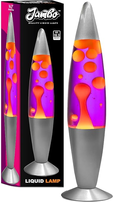 JAMBO 16" Beautiful Lamp- Purple with Yellow/Orange Wax, Relaxing Liquid Light, Night Light... image