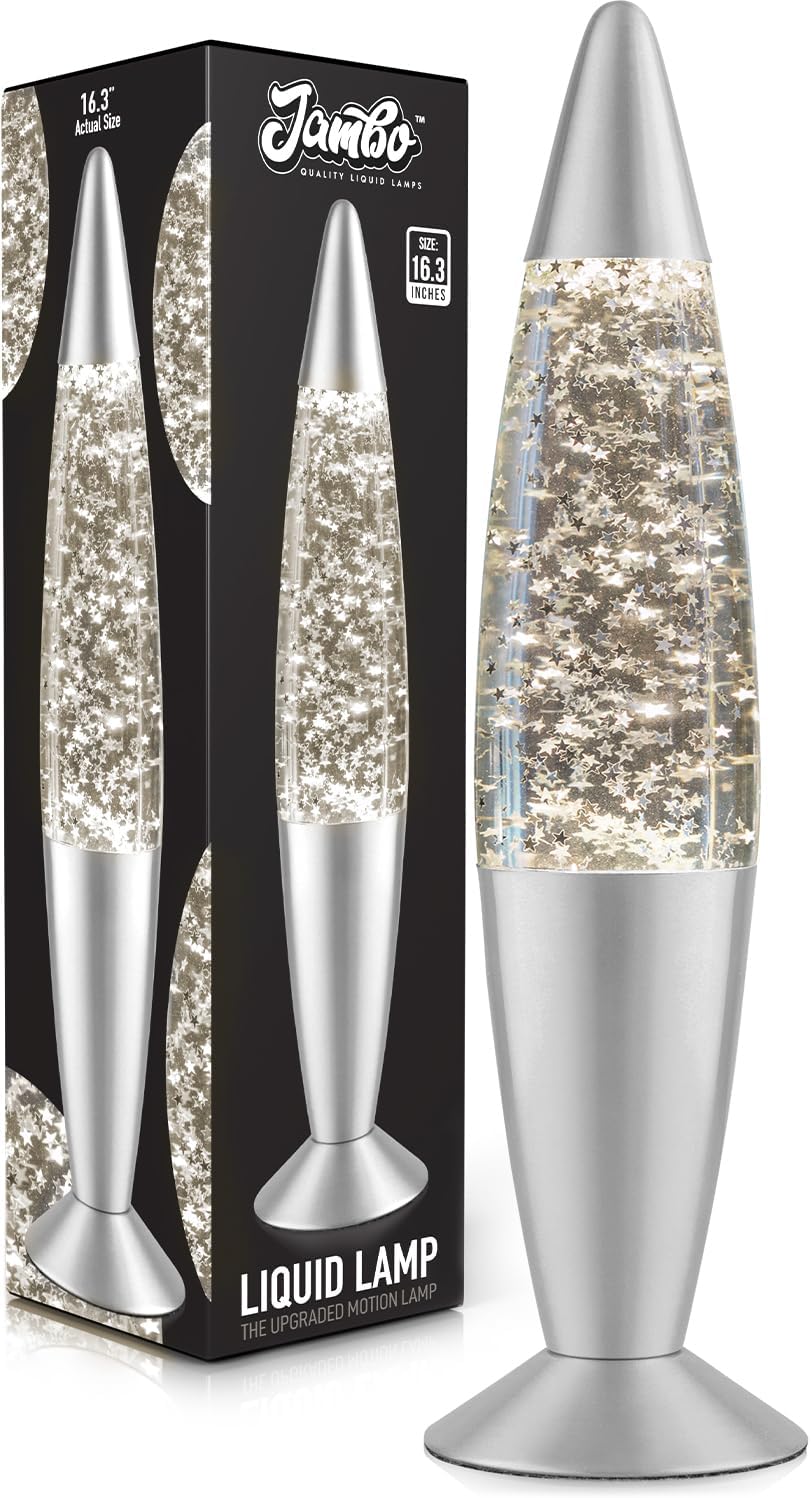 Jambo 16-Inch Silver Star Glitter Lamp I Beautiful Liquid Lamp I Entertaining for Adults and...