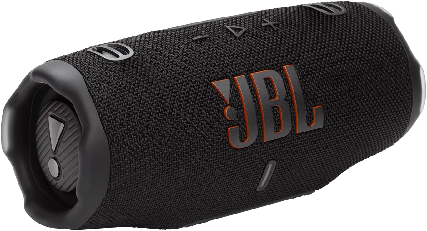 JBL Charge 6 Portable Waterproof Speaker with Powerbank and Strap - Black (Renewed)