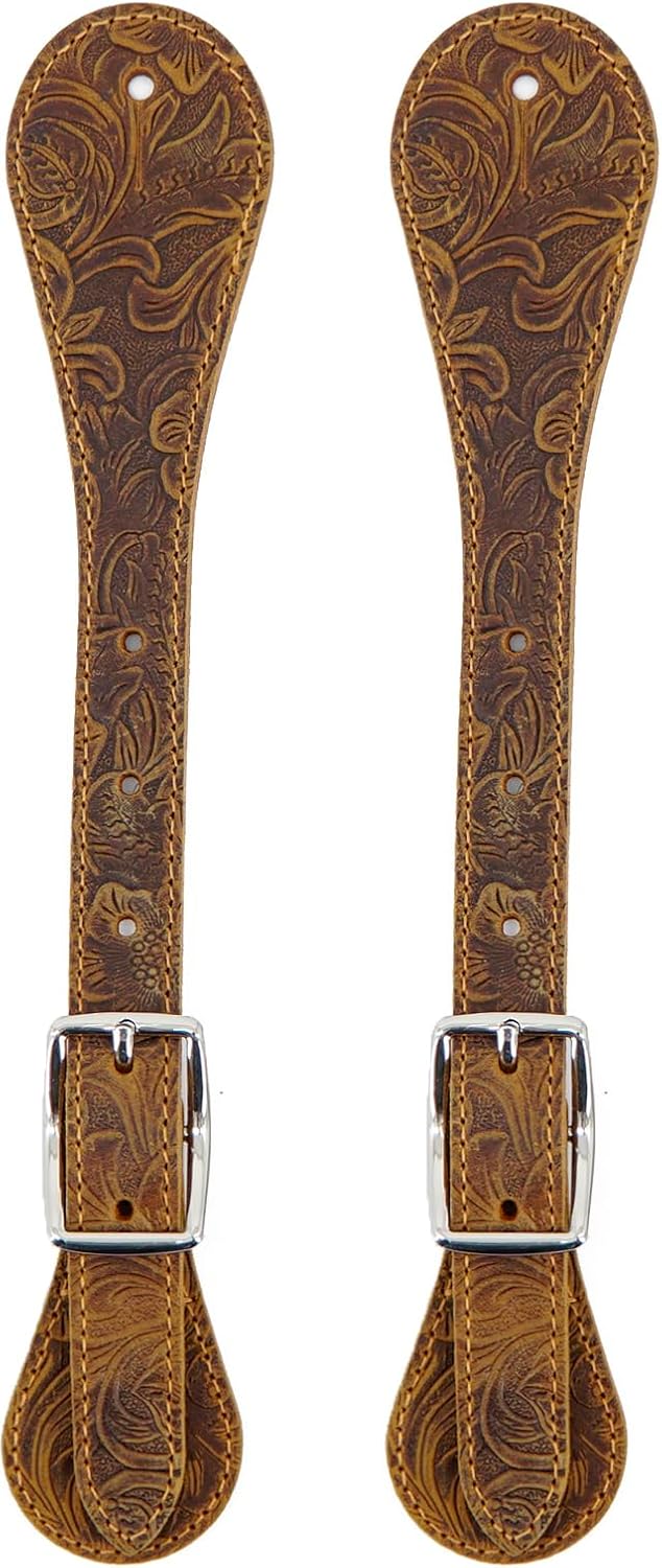 Jeereal Leather Spur Straps for Horse Riders,Western Men and Women's Boots Equipment,Double...