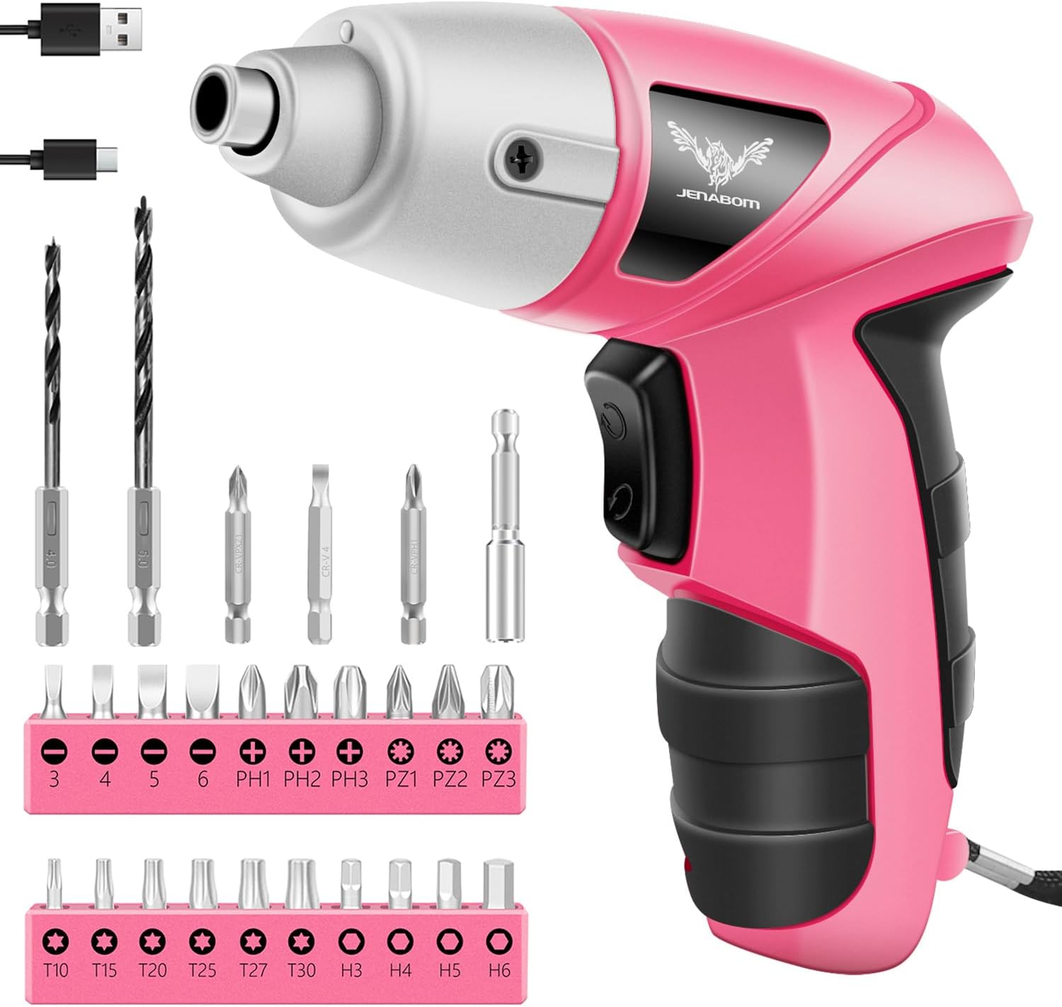 JENABOM Cordless Electric Screwdriver, 3.6V Rechargeable Power Screwdriver with 26pcs Driver...