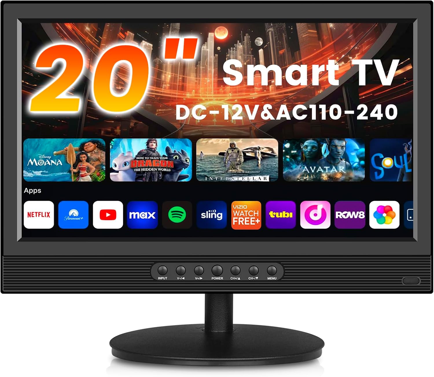 Jexiop 20inch Smart TV,Full HD 1080p LED Flat Screen with ATSC TV,with Built-in...