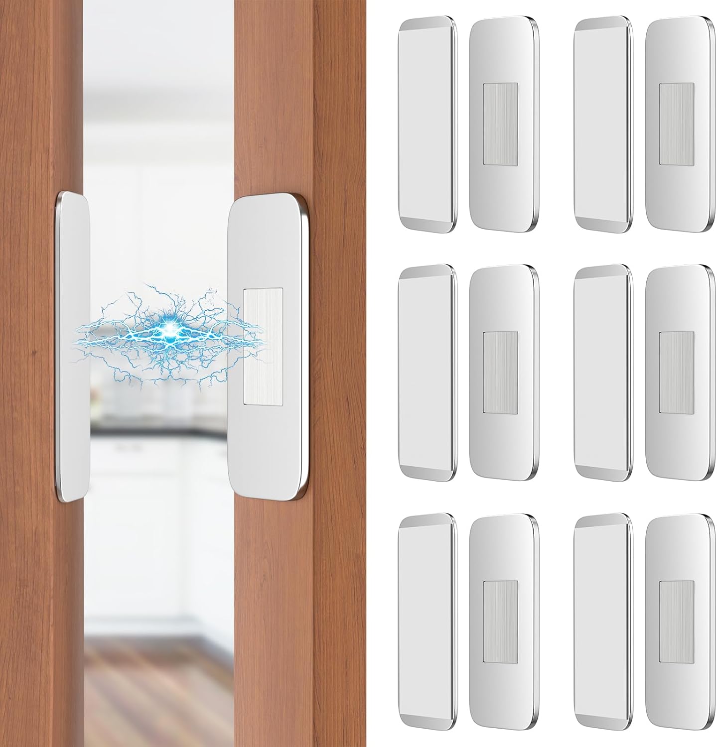 Jiayi 6 Pack Ultra Thin No Drill Magnetic Cabinet Door Catch, Adhesive Stainless Steel...
