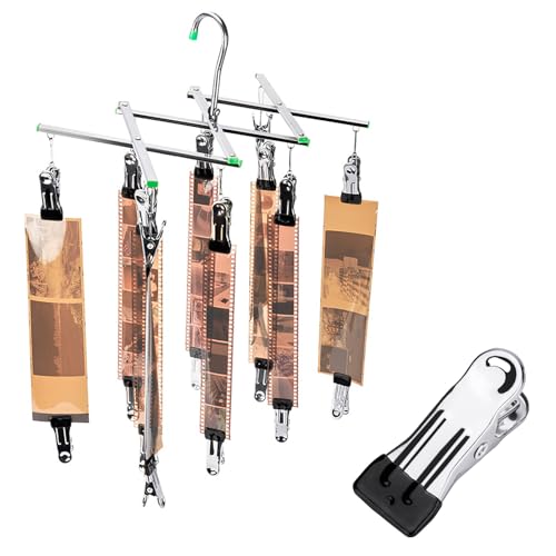 JJC 35mm 120 Film Drying Hanging Rack with 10 Clips, Stainless Steel Film Hanger for 135 120... image