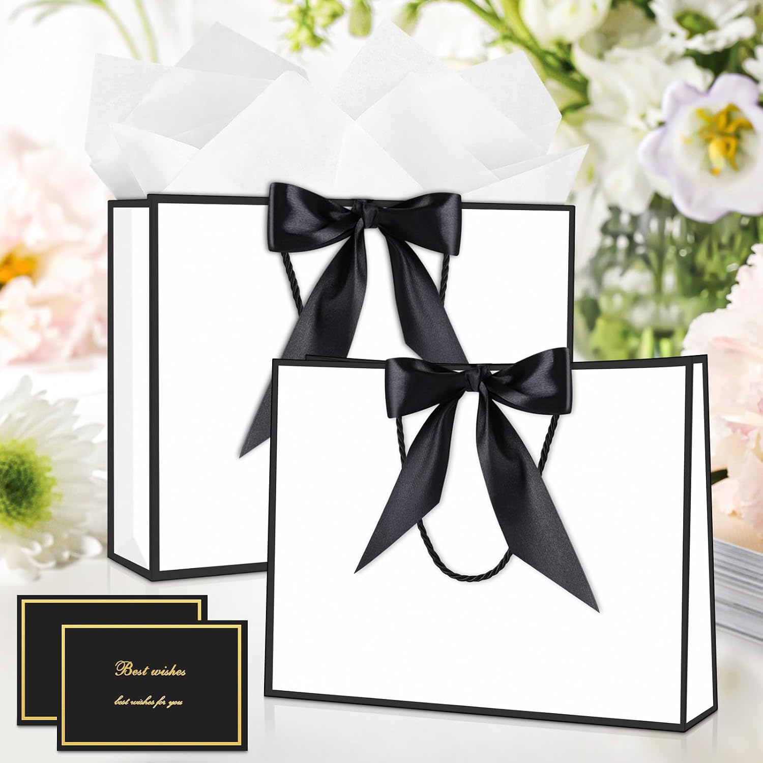 JMANNI Gift Bags with Handles, 11” Small Gift Bag for Presents, 2 Pcs Bags with 4 Tissue... image