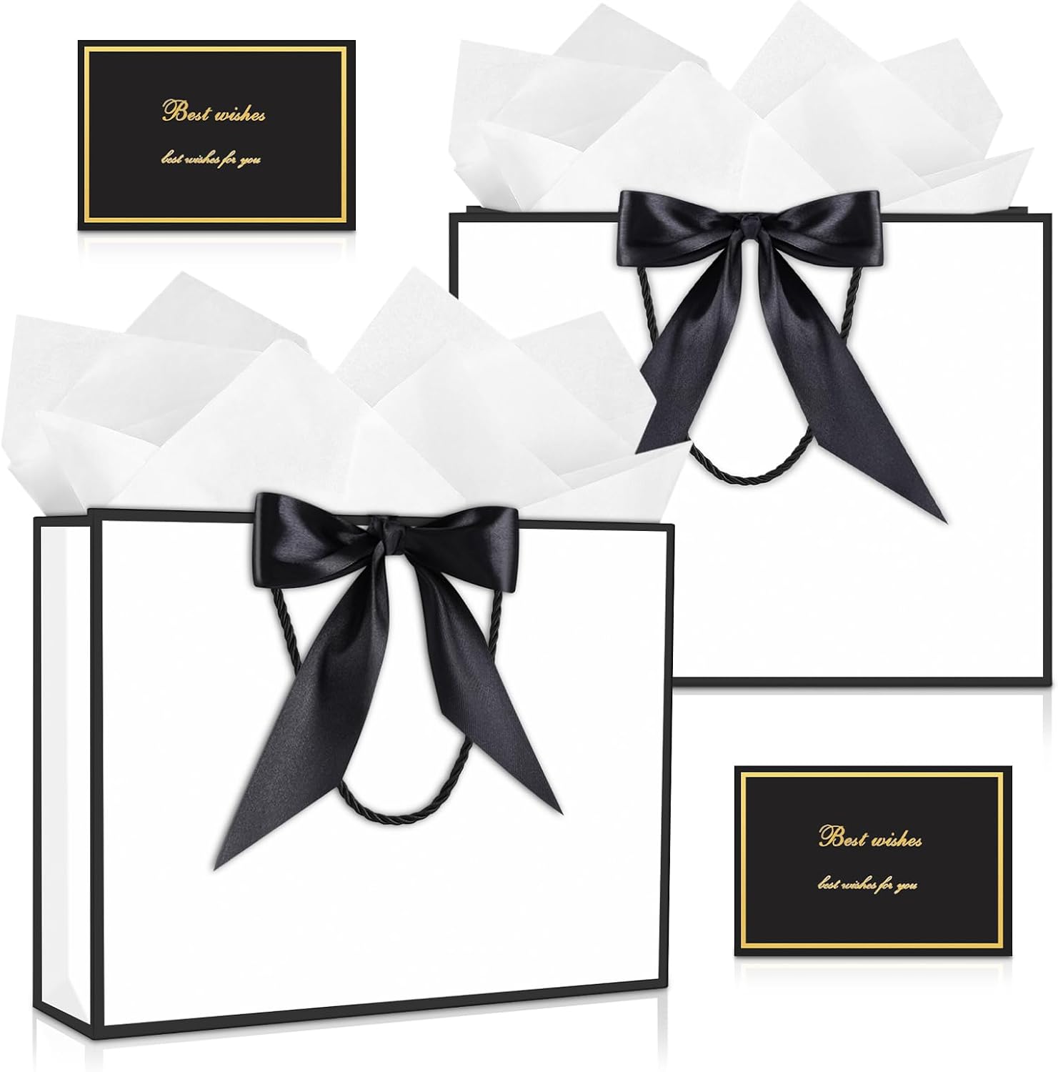 JMANNI Gift Bags with Handles, 11” Small Gift Bag for Presents, 2 Pcs Bags with 4 Tissue...