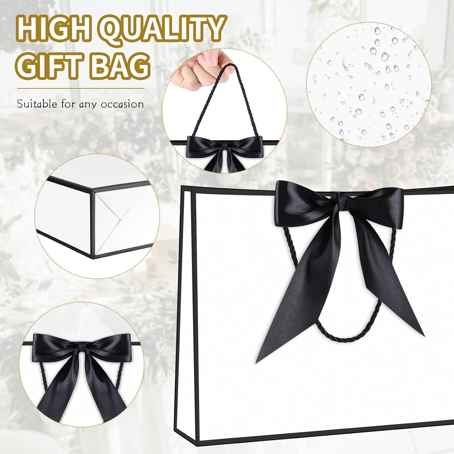 JMANNI Gift Bags with Handles, 11” Small Gift Bag for Presents, 2 Pcs Bags with 4 Tissue... image
