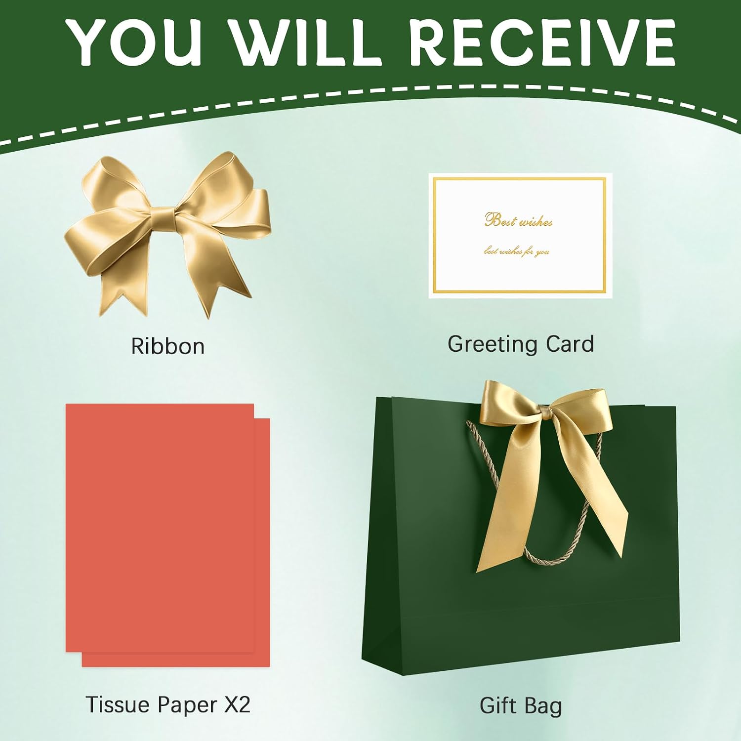 JMANNI Gift Bags with Handles, 13” Medium Gift Bag for Presents, 1 Pcs Bags with 2 Tissue... image