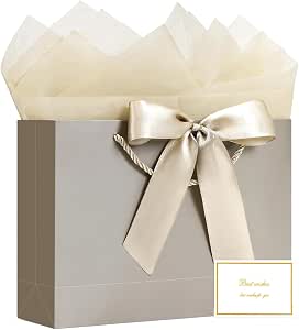 JMANNI Gift Bags with Handles, 13” Medium Gift Bag for Presents, 1 Pcs Bags with 2 Tissue...