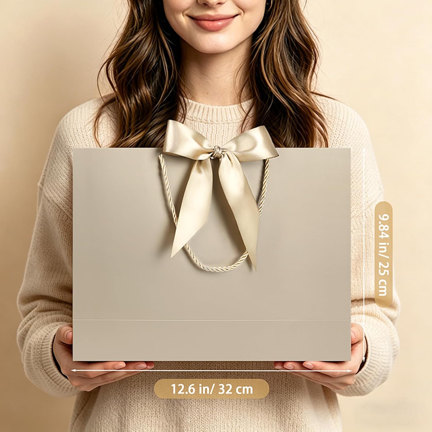 JMANNI Gift Bags with Handles, 13” Medium Gift Bag for Presents, 8 Pcs Bags with 16 Tissue... image