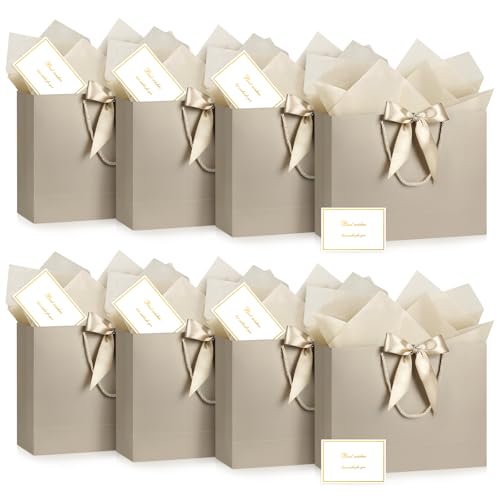 JMANNI Gift Bags with Handles, 13” Medium Gift Bag for Presents, 8 Pcs Bags with 16 Tissue... image
