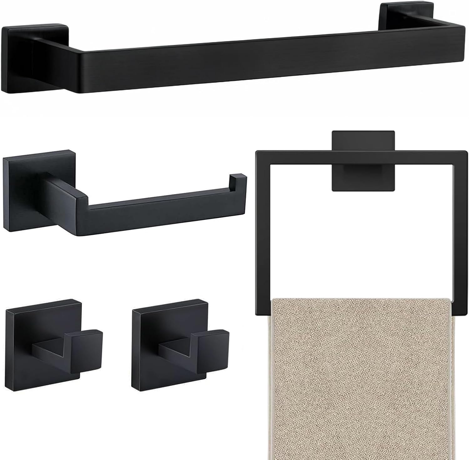 JOPOFI 5 Piece Bathroom Towel Bar Set - Thicken Stainless Steel Bath Towel Holder, 15.7 Inch...
