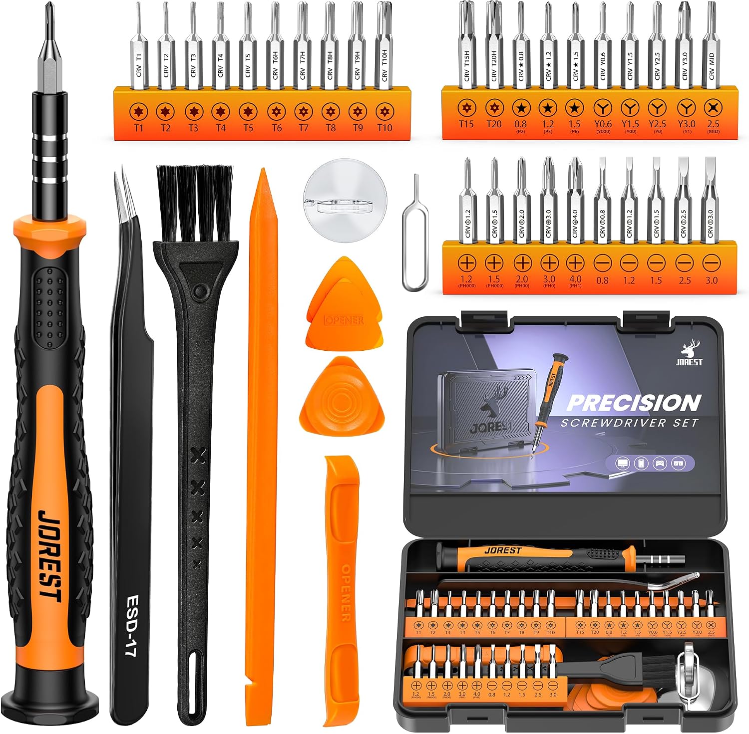 JOREST 40Pcs Small Precision Screwdriver Set with Torx Triwing Phillips, Mini Repair Tool...