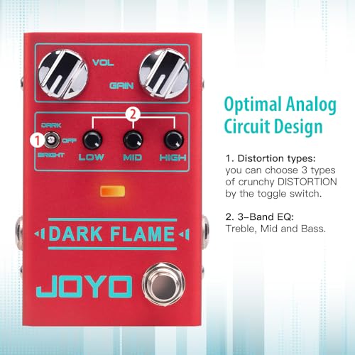 JOYO Modern High-Gain Distortion Guitar Pedal, Analog Circuit with 3-Band EQ &... image