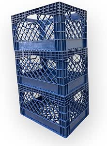 Juggernaut Storage 3 Pack Crates for Office Storage and Classroom Organization, 24 Quart, Blue