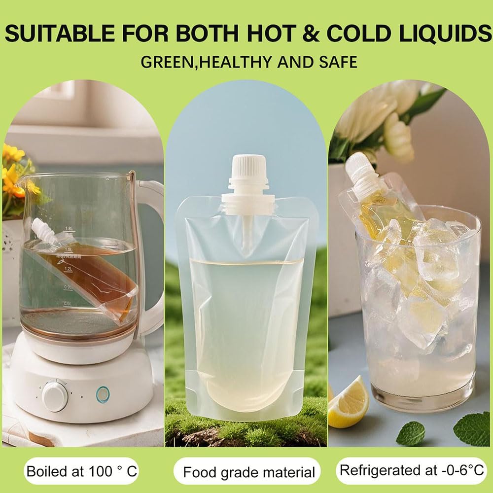 Juice Travel Plastic Bags Portable Collapsible Beverage Bag | Leakproof Foldable Water... image