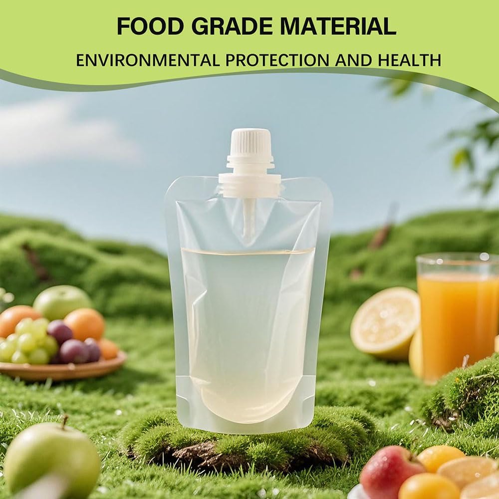 Juice Travel Plastic Bags Portable Collapsible Beverage Bag | Leakproof Foldable Water... image