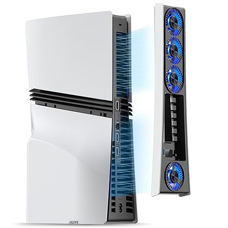 JUSPRO Cooling Fan for PS5 Pro, Quiet Enhanced 4 Cooler Fan with Adjustable Speed, Auto...