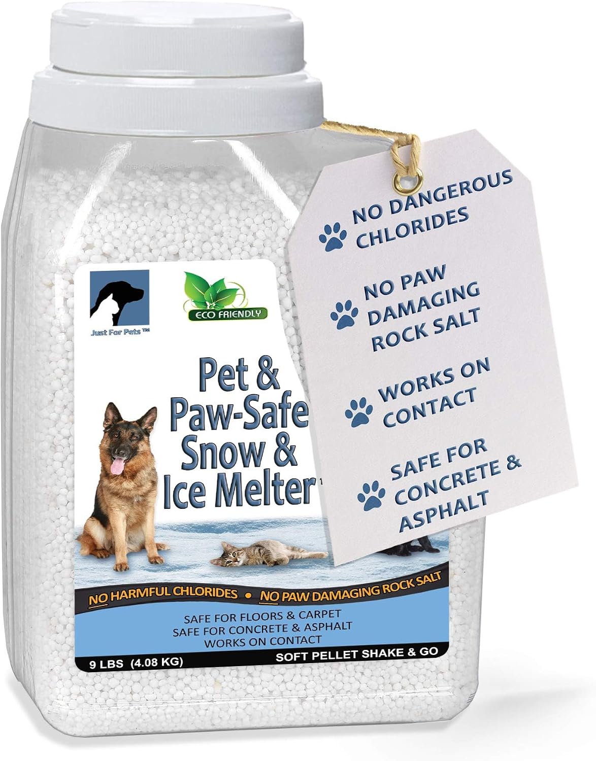 JUST FOR PETS Snow & Ice Melter Safe for Pets & Paws Contains No Toxic Chlorides or Painful...