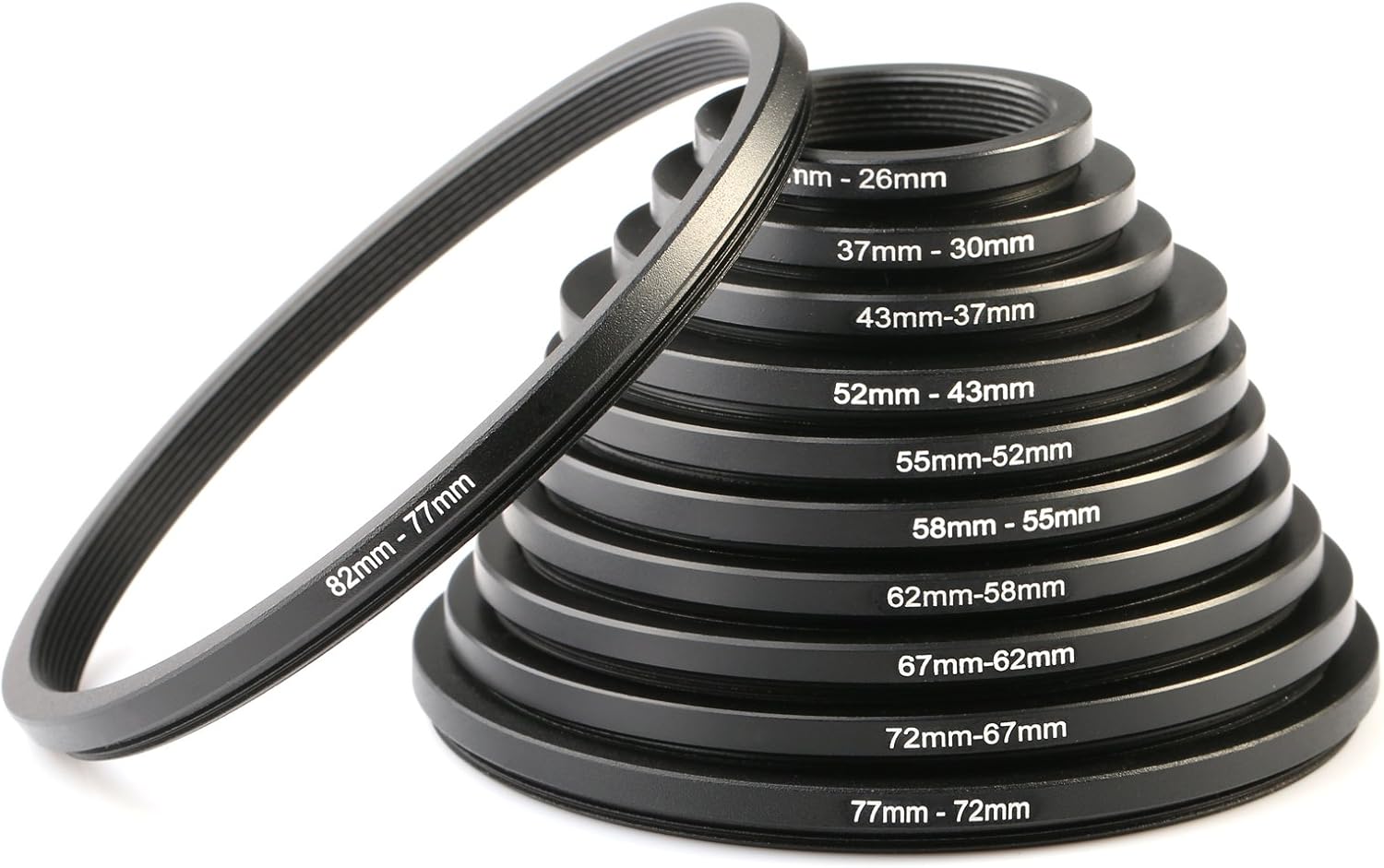 K&F CONCEPT 11 Pieces Metal Step Down Filter Adapter Rings Set, for Large Size Lens Add...