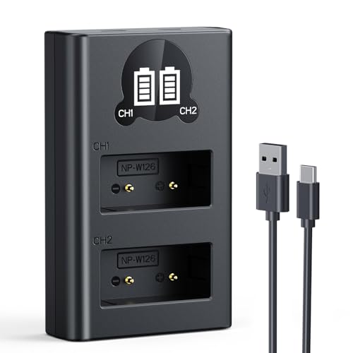 K&F Concept 1300mAh NP-W126 NP-W126S Battery and Charger for Fujifilm XM5, X100VI, X100V... image
