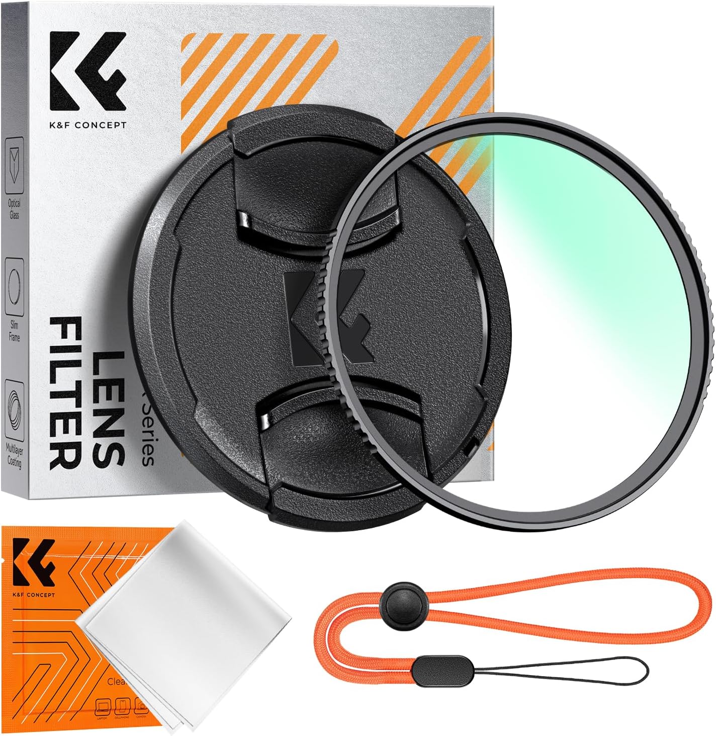 K&F CONCEPT 58mm MC UV Lens Protection Filter with Lens Cap Cleaning Cloth Optical Glass...