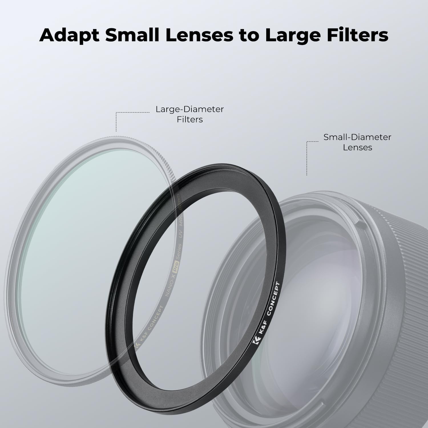 K&F CONCEPT 67-82mm Step-Up Ring Adapter, 67mm to 82mm Step Up Filter Ring for 67mm Lens... image