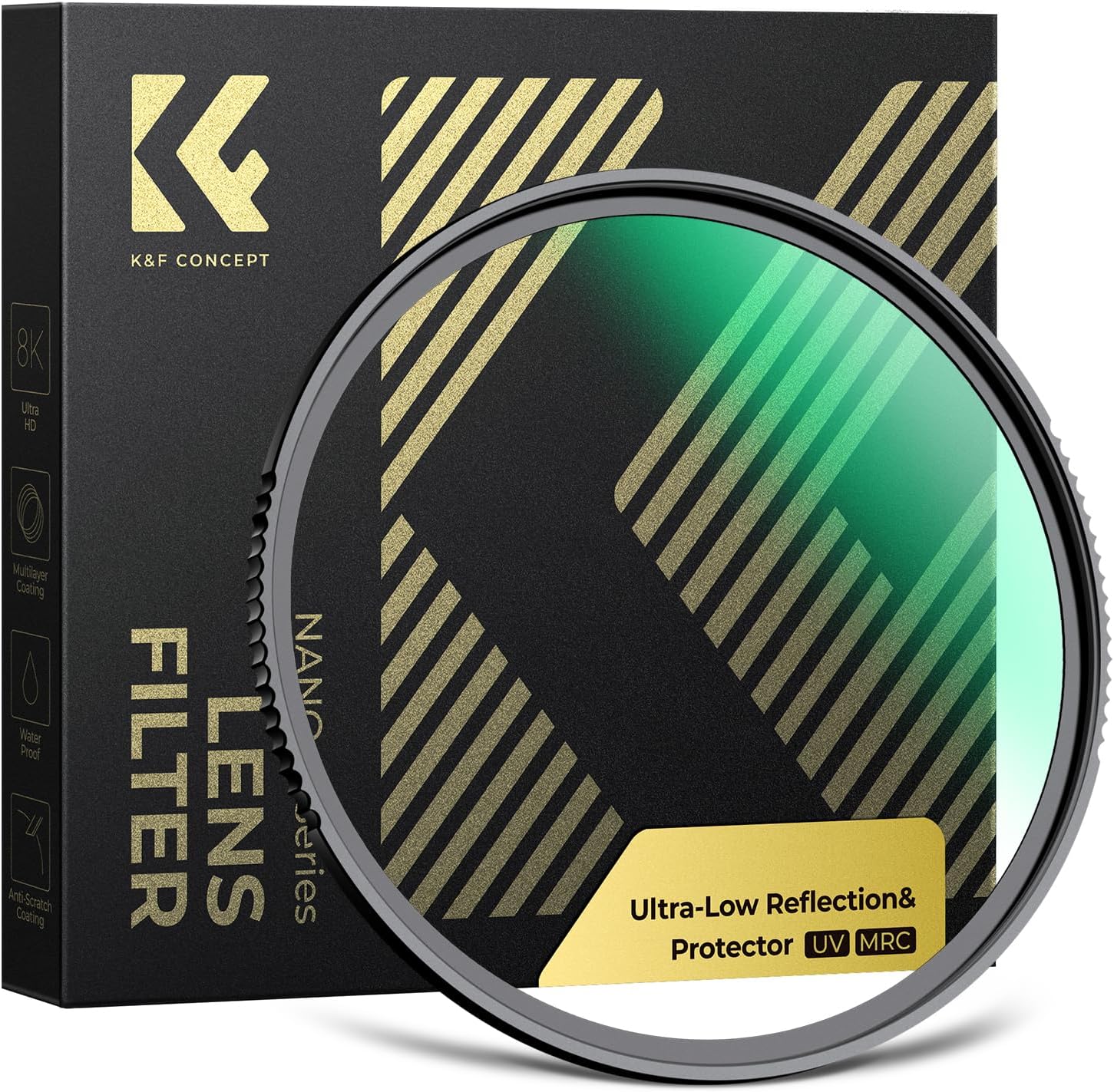 K&F CONCEPT 82mm Shockproof & Ultra Low Reflectivity MCUV Lens Protection Filter, 28...