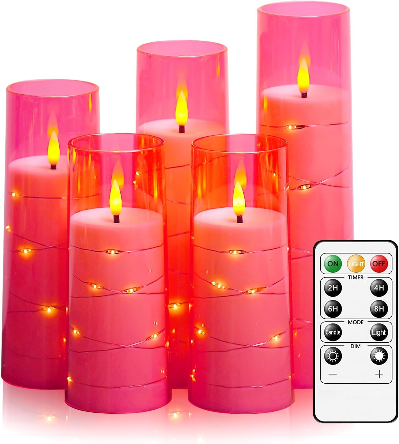 kakoya Flameless LED Candles with Timer 5 Pc Flickering Flameless Candles for Romantic...