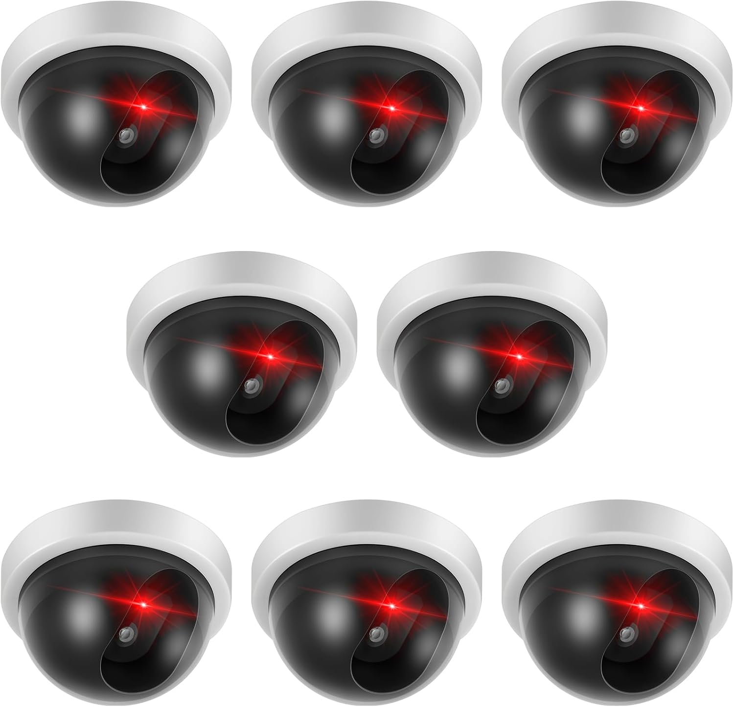 Kanayu 4 Pack Fake Security Camera Dummy CCTV Dome Camera Fake Security with Flashing Red...