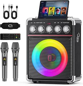Karaoke Machine for Adults with 2 Wireless Microphones, Portable Bluetooth 5.3 Speaker with...