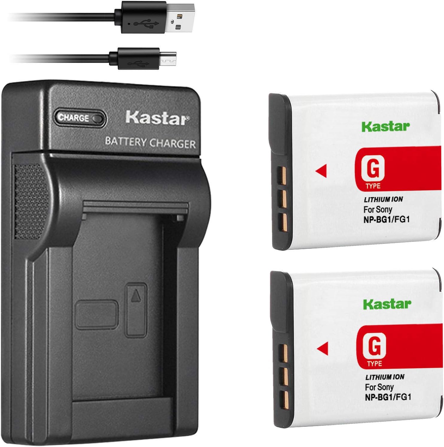 Kastar NP-BG1 NP-FG1 Battery (2-Pack) + Slim USB Charger for Sony Cameras – Check Battery...