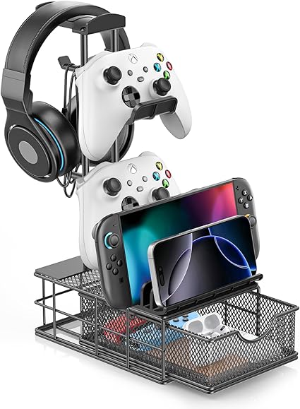 KDD Headphone Stand with Drawer - Headset & Controller Holder for Desk - Aluminum Supporting...
